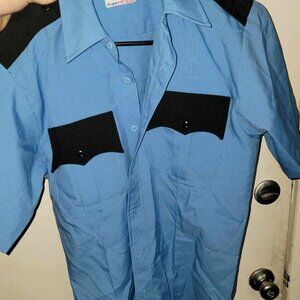 Police Officer Costume Shirt Size Medium, Blue